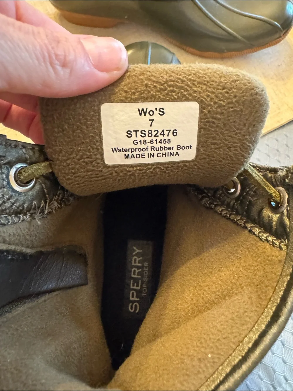 Sperry Olive Quilted Lace-Up Duck Boots